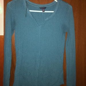 Blue sweater v cut